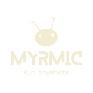 Myrmic logo with text in light